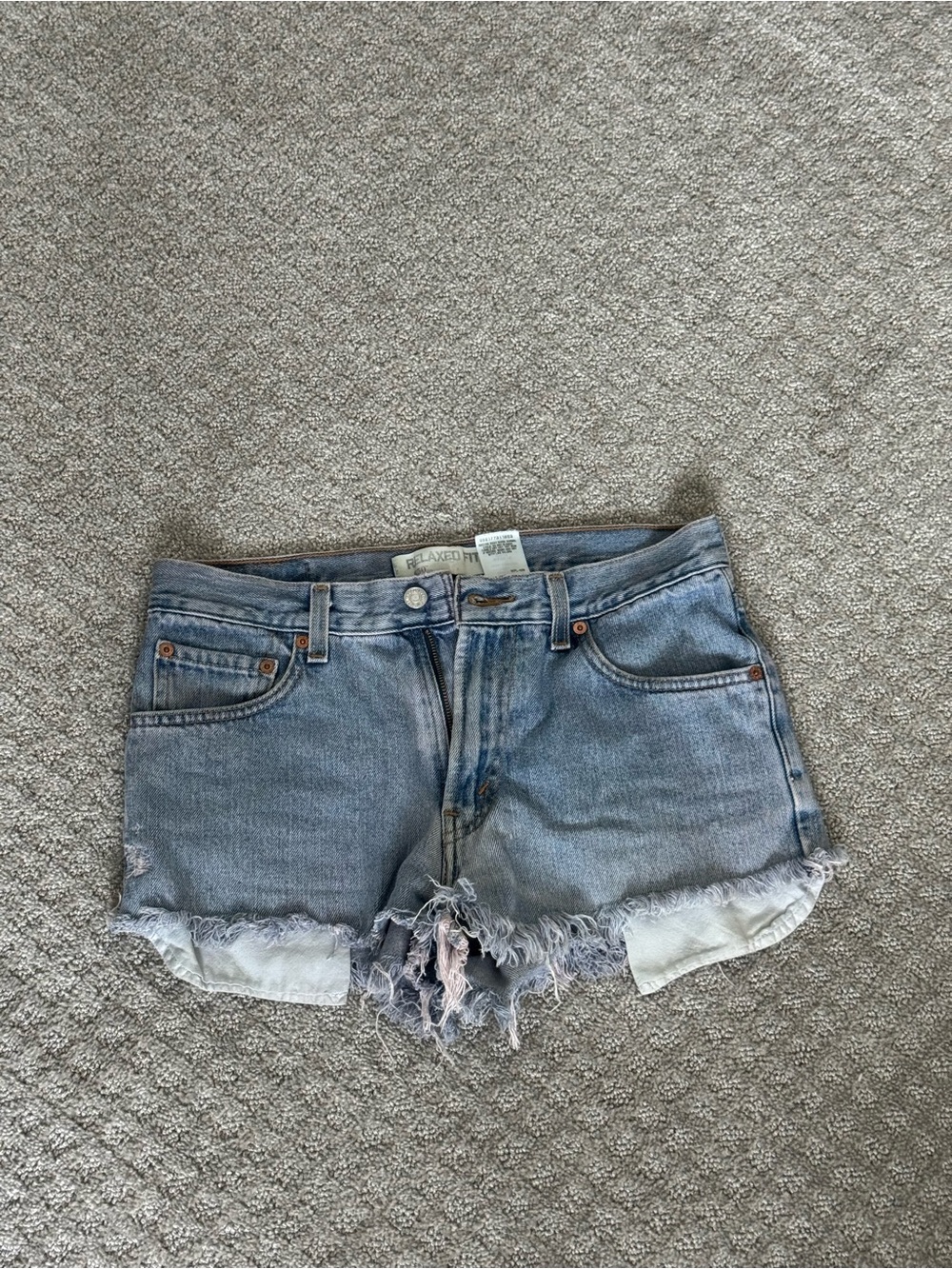 Levi's Women's Light Blue Frayed Denim Cutoff Shorts